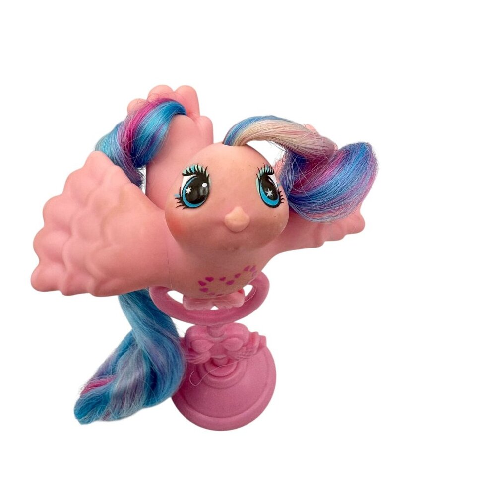Vintage Fairy Tails True Love Tails Hasbro MLP 1990s Pink Bird & Perch - Picture 2 of 7